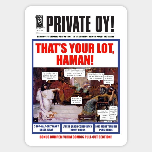 Private Oy! Purim Cover Sticker by TillaCrowne